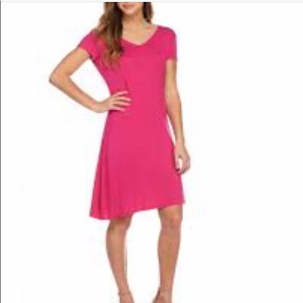New Directions 629 fiery pink short sleeve dress